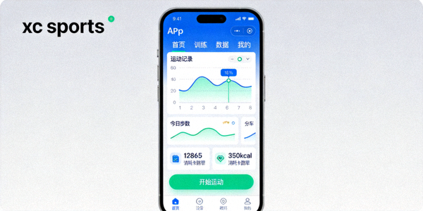 xc sports手机APP界面在智能手机上运行